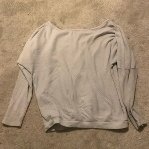 Unknown Brand white ribbed off the shoulder long sleeve top